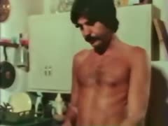 An incredible morning tugjob is given to a moustached concupiscent friend.